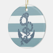 Nautical Stripes Anchor Keramisch Ornament (Links)
