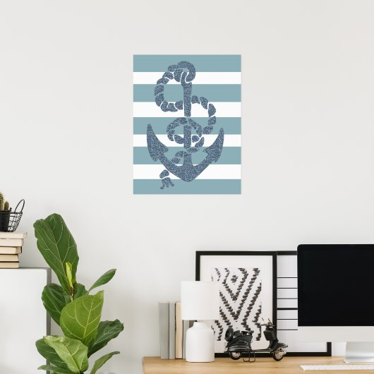 Nautical Stripes Anchor Poster (Thuiskantoor)