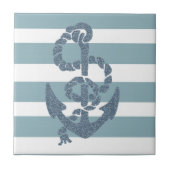 Nautical Stripes Anchor Tegeltje (Voorkant)