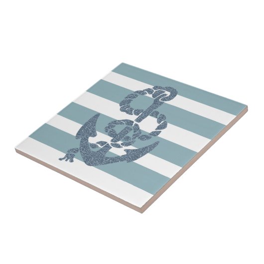 Nautical Stripes Anchor Tegeltje (Zijkant)