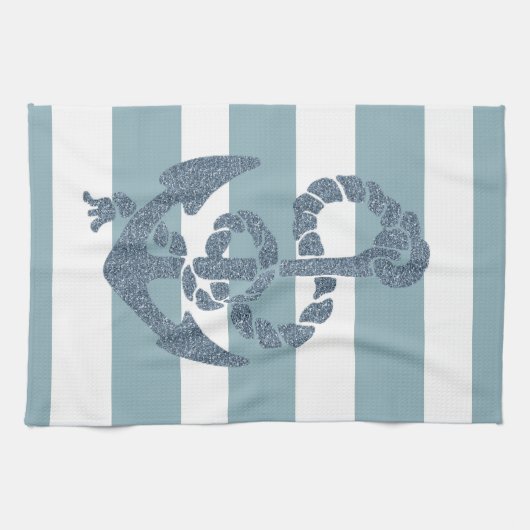 Nautical Stripes Anchor Theedoek (Horizontaal)