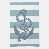 Nautical Stripes Anchor Theedoek (Verticaal)