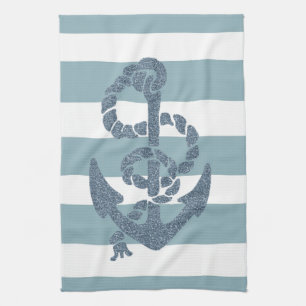Nautical Stripes Anchor Theedoek