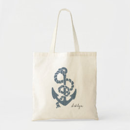 Nautical Stripes Anchor Tote Bag