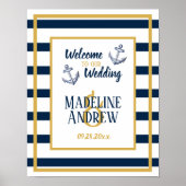 Nautical Stripes and Anchor Custom Wedding Poster (Voorkant)