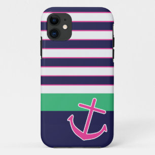 Nautical Stripes and Anchor iPhone 5 Hoesje