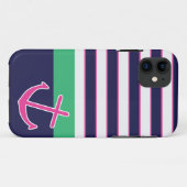 Nautical Stripes and Anchor iPhone 5 Hoesje (Achterkant (horizontaal))