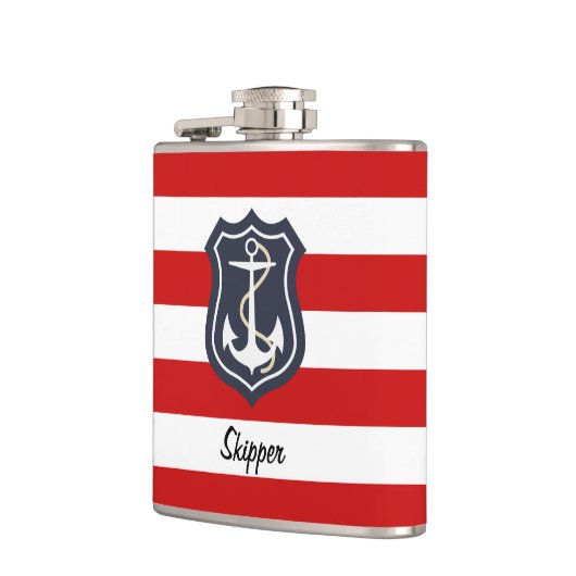 Nautical Stripes and Anchor with Monogram Heupfles (Links)