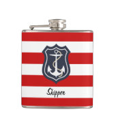 Nautical Stripes and Anchor with Monogram Heupfles (Voorkant)