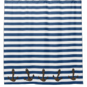 Nautical Stripes and Anchors Shower Curtain Douchegordijn (Voorkant)