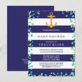 Nautical Stripes and Stippen Baby shower of Sprink Kaart (Voorkant / Achterkant)