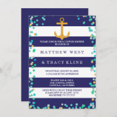 Nautical Stripes and Stippen Couples Wedding Showe Kaart (Voorkant / Achterkant)
