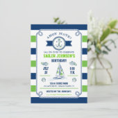 Nautical Stripes Birthday Invitation Kaart (Staand voorkant)