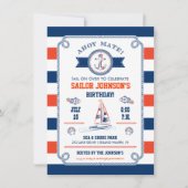 Nautical Stripes Birthday Invitation Kaart (Voorkant)