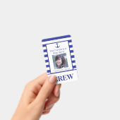 Nautical Stripes Boat Crew Foto ID Badge (Handheld)