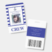 Nautical Stripes Boat Crew Foto ID Badge (Voor- en achterkant)