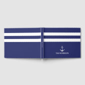 Nautical Stripes Boat Name marvy blue white anchor Gastenboek (Volledig)