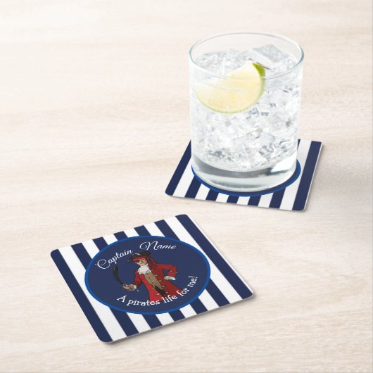 Nautical Stripes Boy Pirate Kartonnen Onderzetters (Insitu)