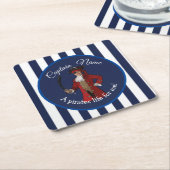 Nautical Stripes Boy Pirate Kartonnen Onderzetters (Schuin)