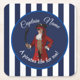 Nautical Stripes Boy Pirate Kartonnen Onderzetters