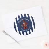 Nautical Stripes Boy Pirate Ronde Sticker (Envelop)