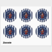 Nautical Stripes Boy Pirate Ronde Sticker (Vel)