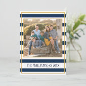 Nautical Stripes Classic Feestdagenkaart (Staand voorkant)