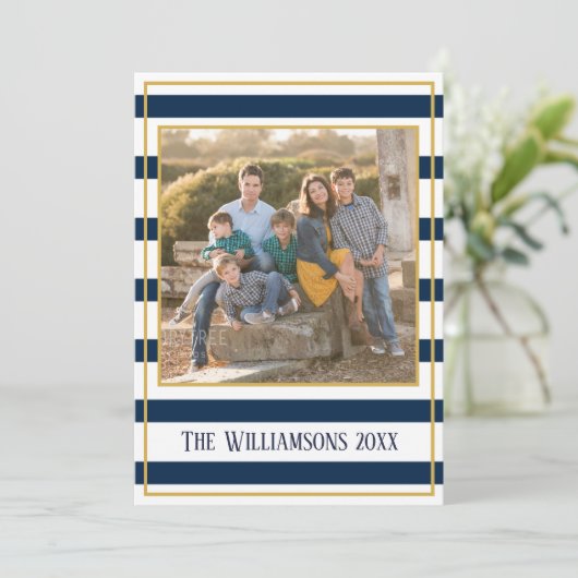 Nautical Stripes Classic Feestdagenkaart (Staand voorkant)