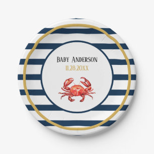 Nautical Stripes Crab Baby shower Papieren Bordje