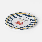 Nautical Stripes Crab Baby shower Papieren Bordje (Gekanteld)
