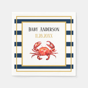 Nautical Stripes Crab Baby shower Servet