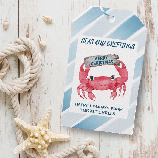 Nautical Stripes Crab Zeeen and Greetings Holiday Cadeaulabel