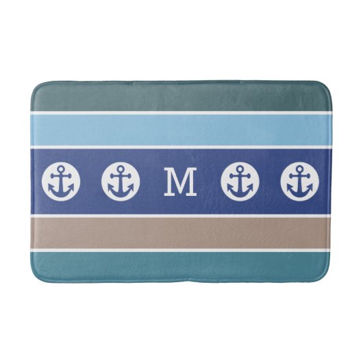 Nautical Stripes custom monogram badmatten (Voorkant)