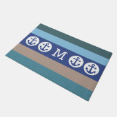 Nautical Stripes custom monogram deurmatten (Schuin)
