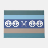 Nautical Stripes custom monogram deurmatten (Voorkant)