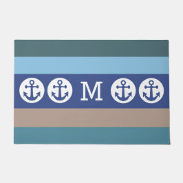 Nautical Stripes custom monogram deurmatten