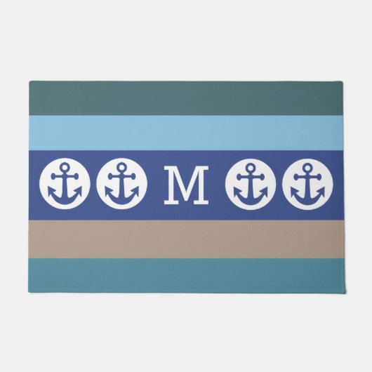 Nautical Stripes custom monogram deurmatten (Voorkant)