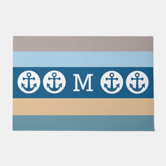 Nautical Stripes custom monogram deurmatten (Voorkant)