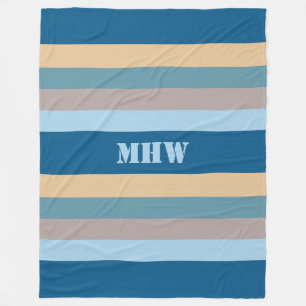 Nautical Stripes custom monogram fleece dekens