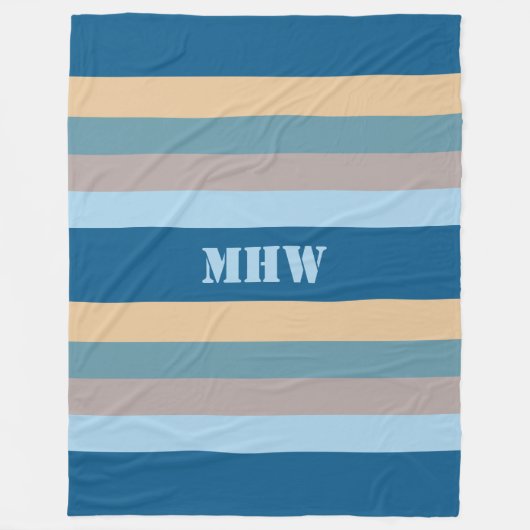 Nautical Stripes custom monogram fleece dekens (Voorkant)