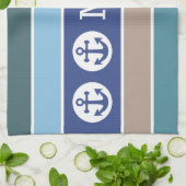 Nautical Stripes Custom monogram hand-handdoek Theedoek (Gevouwen)