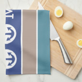 Nautical Stripes Custom monogram hand-handdoek Theedoek (Quarter Fold)