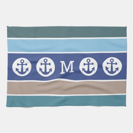 Nautical Stripes Custom monogram hand-handdoek Theedoek (Horizontaal)
