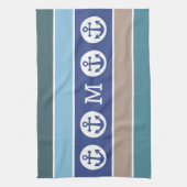 Nautical Stripes Custom monogram hand-handdoek Theedoek (Verticaal)