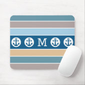 Nautical Stripes custom monogram mousepad Muismat (Met muis)