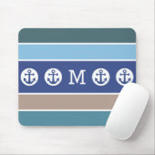 Nautical Stripes custom monogram mousepad Muismat (Met muis)