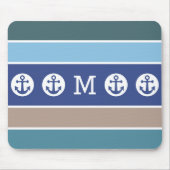 Nautical Stripes custom monogram mousepad Muismat (Voorkant)