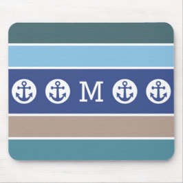 Nautical Stripes custom monogram mousepad Muismat