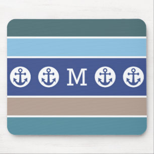 Nautical Stripes custom monogram mousepad Muismat