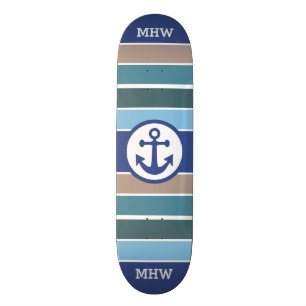 Nautical Stripes Custom monogram skateboards